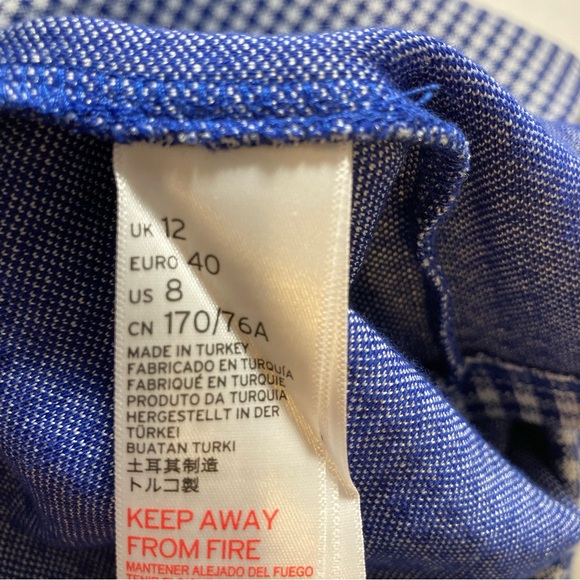 NWT TOPSHOP Gingham Blue White Ruffled Across Front Mini Skirt Size 8 - Picture 10 of 11